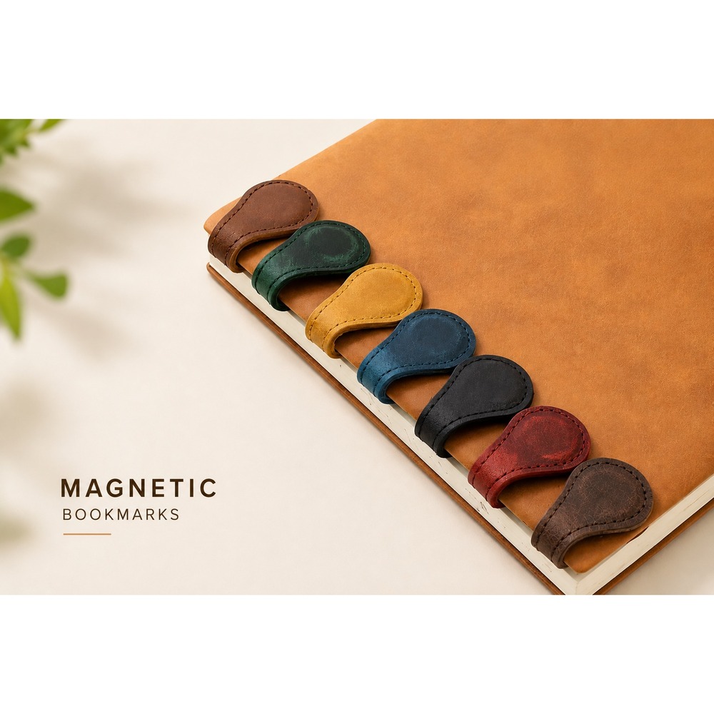 5 Pack Magnetic Leather Bookmarks Page Marker Clips for Books Readers Gifts